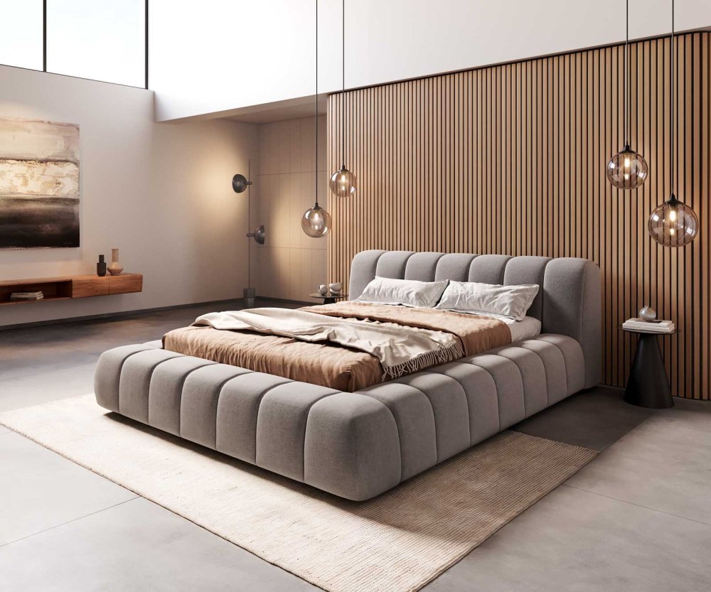 Čalúnená posteľ Cutio 140x200 cm mikrovlákno sivá