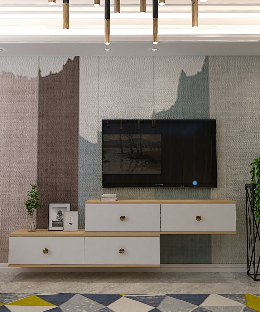 TV stolek Zuzu Double - Sapphire Oak, White (obrázek 11)