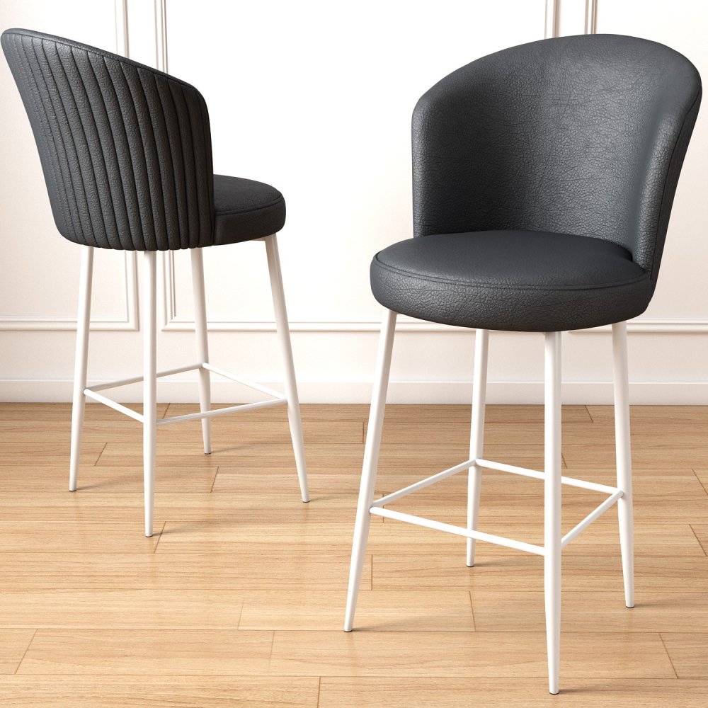 Bar Stool Set (2 Pieces) Uras - Anthracite, White