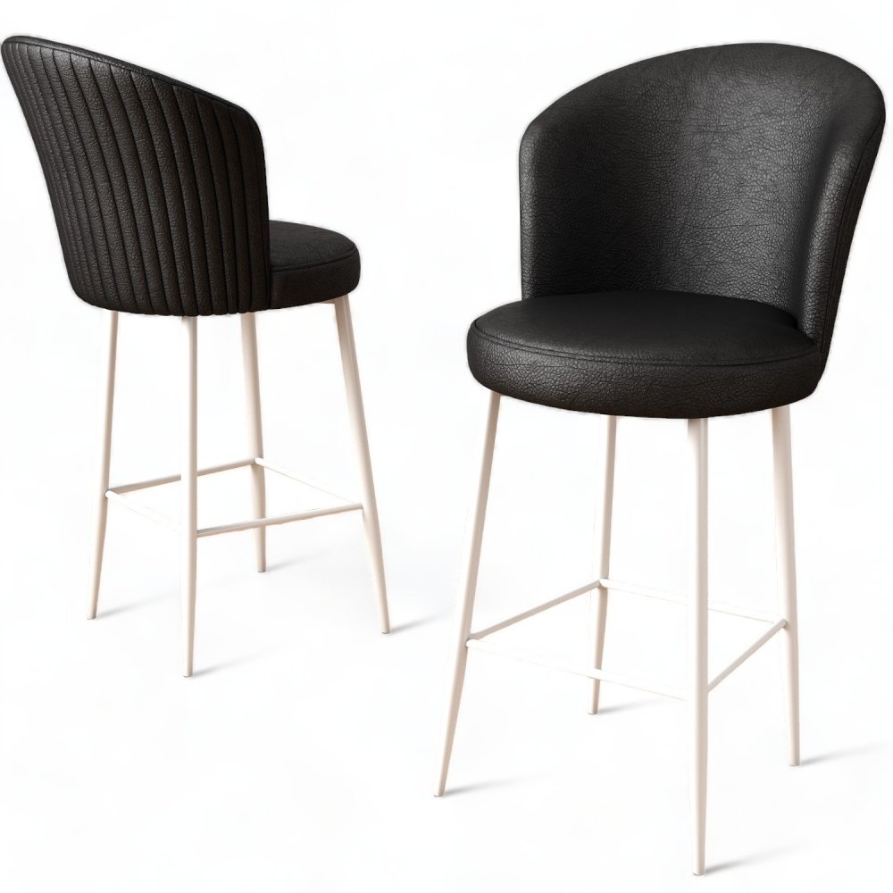 Bar Stool Set (2 Pieces) Uras - Black, White (obrázek 4)
