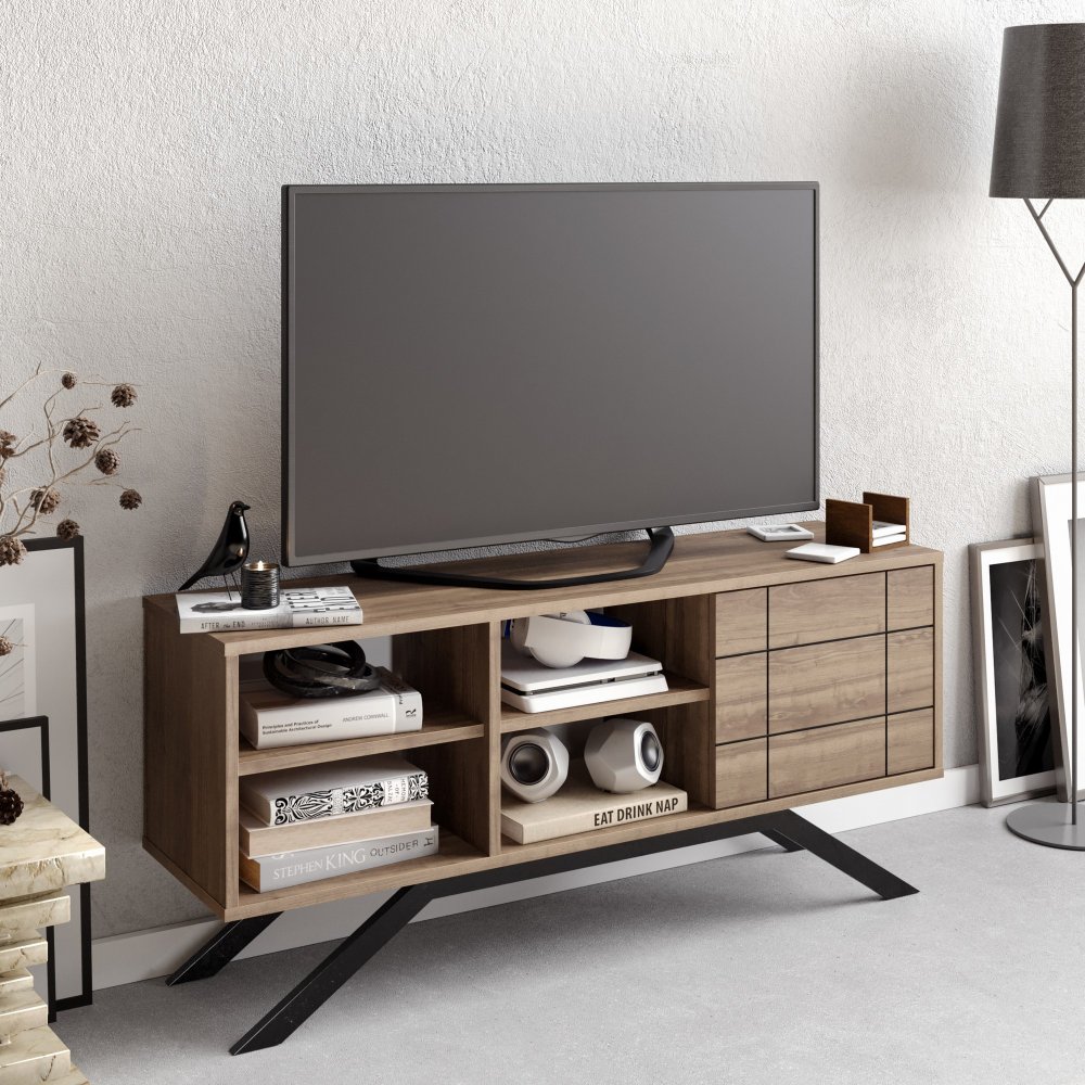 TV stolík North - Black, Walnut