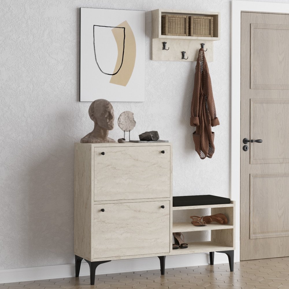 Skrinka na topánky / Botník Bred - Travertine