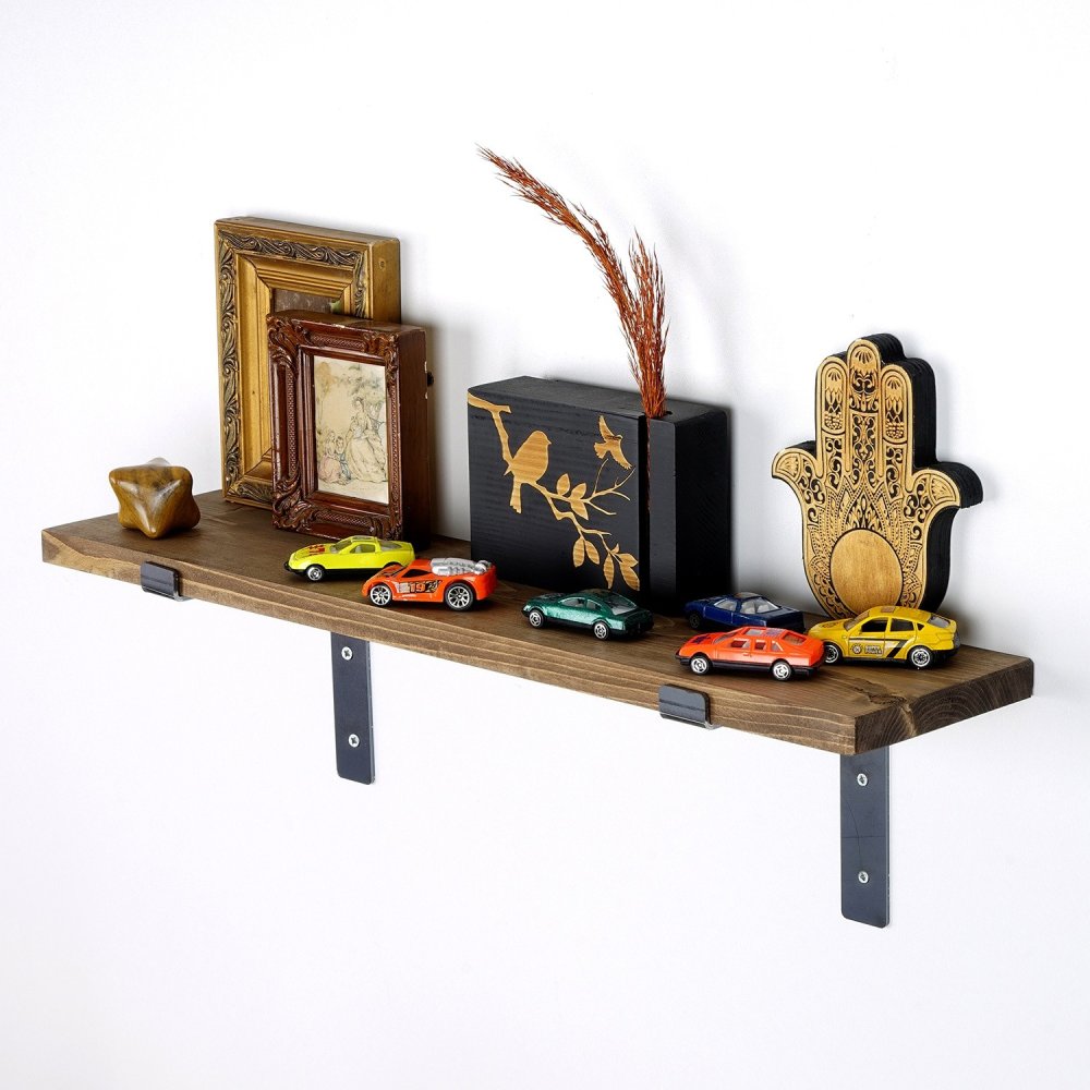 Dekoratívna drevená nástenná polica Lam002