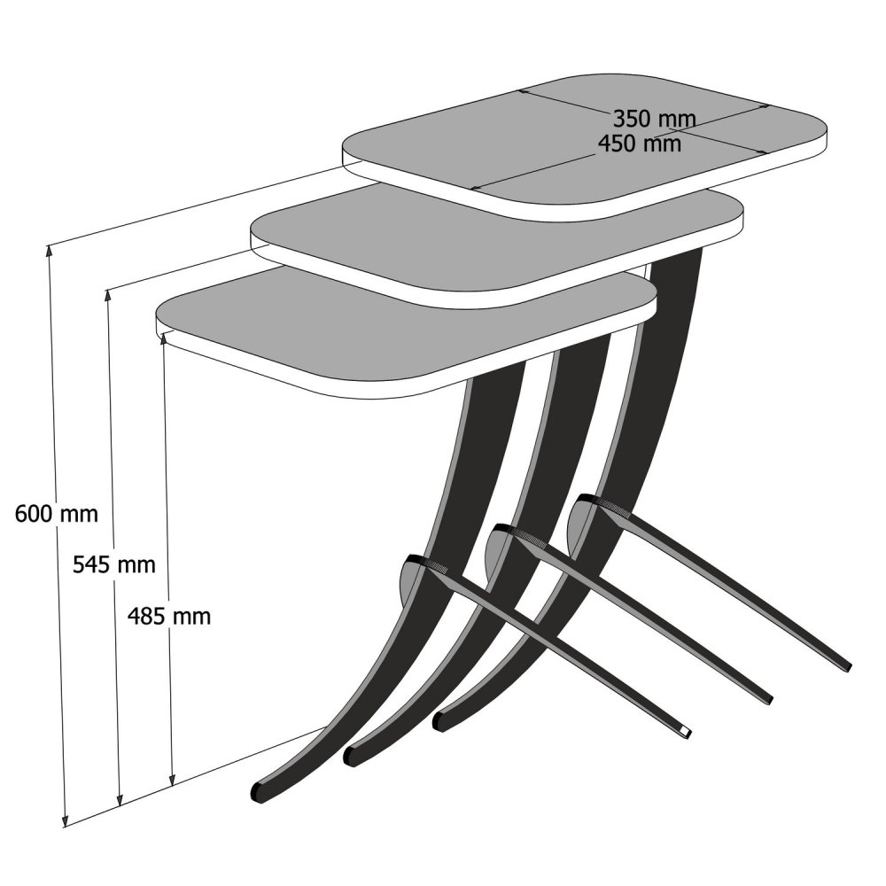 Sada odkládacích stolků (3 kusy) Pion - Black Marble (obrázek 3)