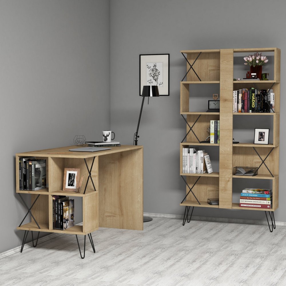 Psací stůl s knihovnou Extra - Oak (obrázek 5)