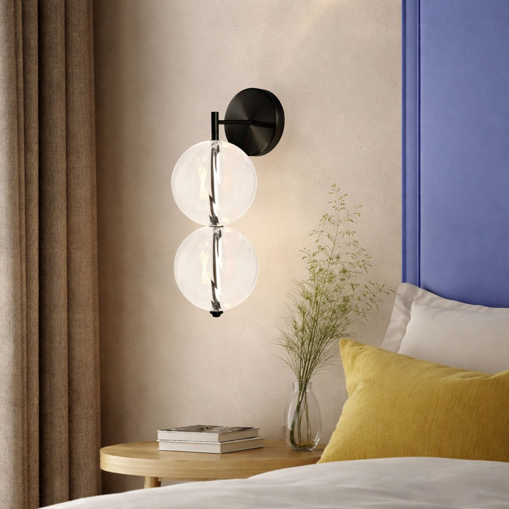 Levně PLAYA lampa kinkiet czarny 10W LED 3000K klosz kula bezbarwny