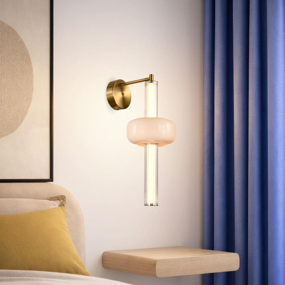 Levně PURAS lampa kinkiet mosiężny 12W LED 3000K klosz bezbarwny+biały