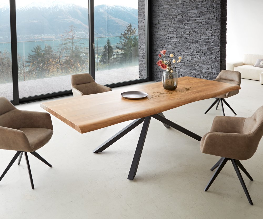 Jedálenský stôl Edge 260x100 XL akácia prírodná krížová podstava