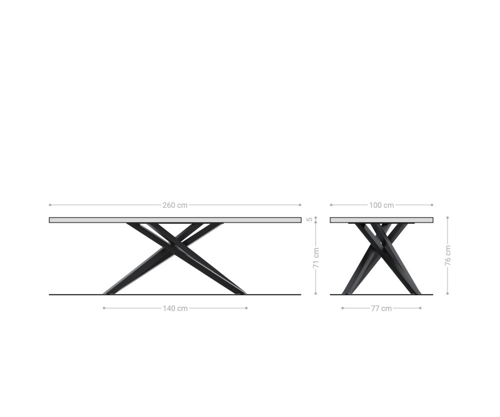 Jedálenský stôl Edge 260x100 XL akácia prírodná krížová podstava