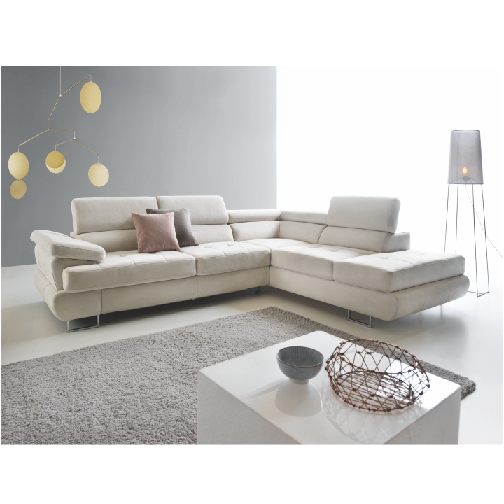 Sedací souprava rozkládací BUTON P světle šedá Tempo Kondela Pravá