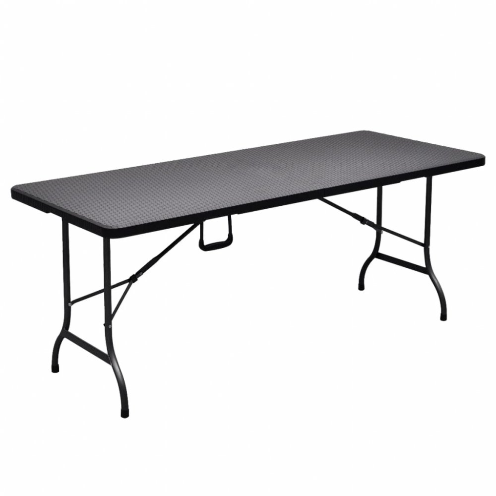 Skladací záhradný stôl 180x75 cm čierna imitácia ratanu