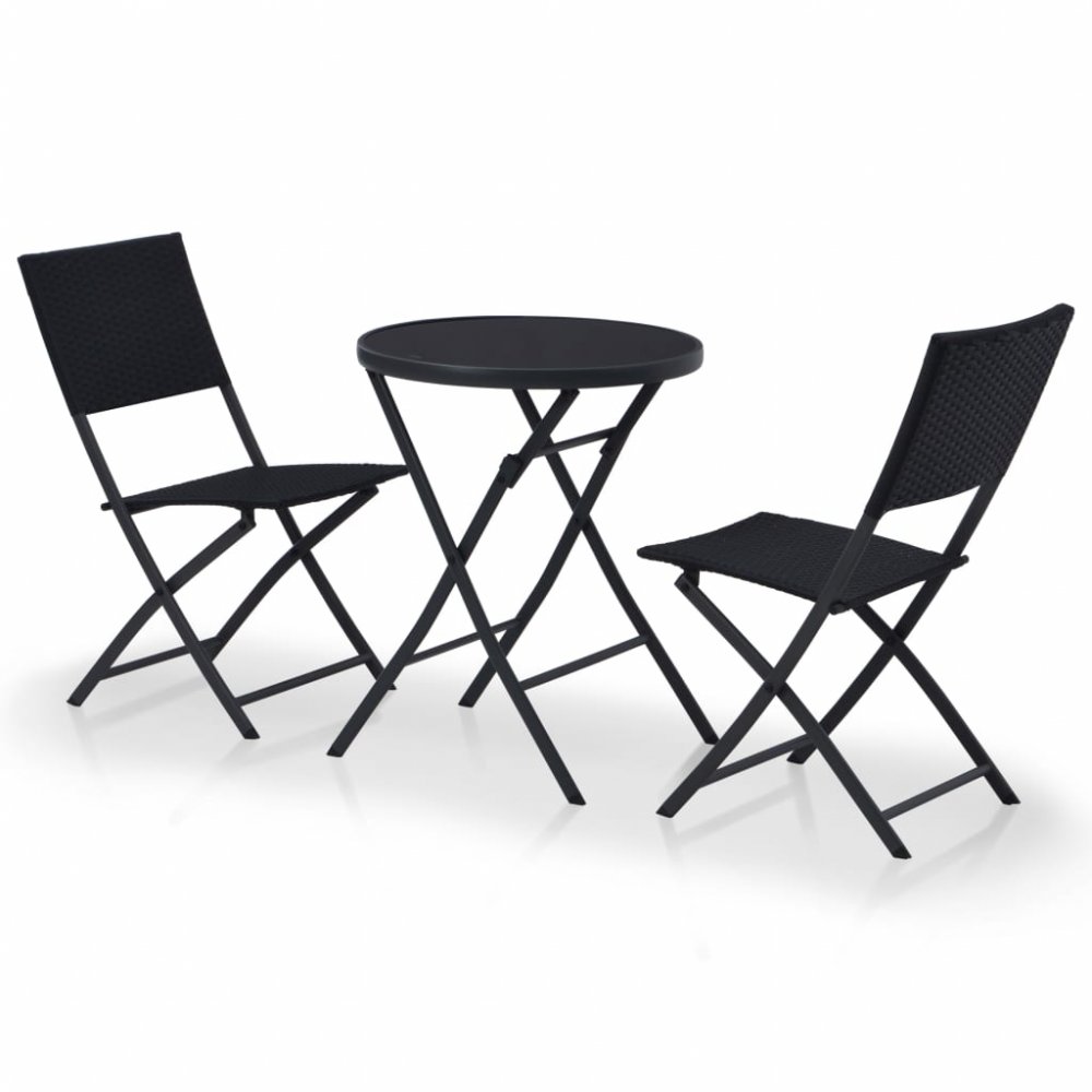 Zahradní bistro set 3ks polyratan černý