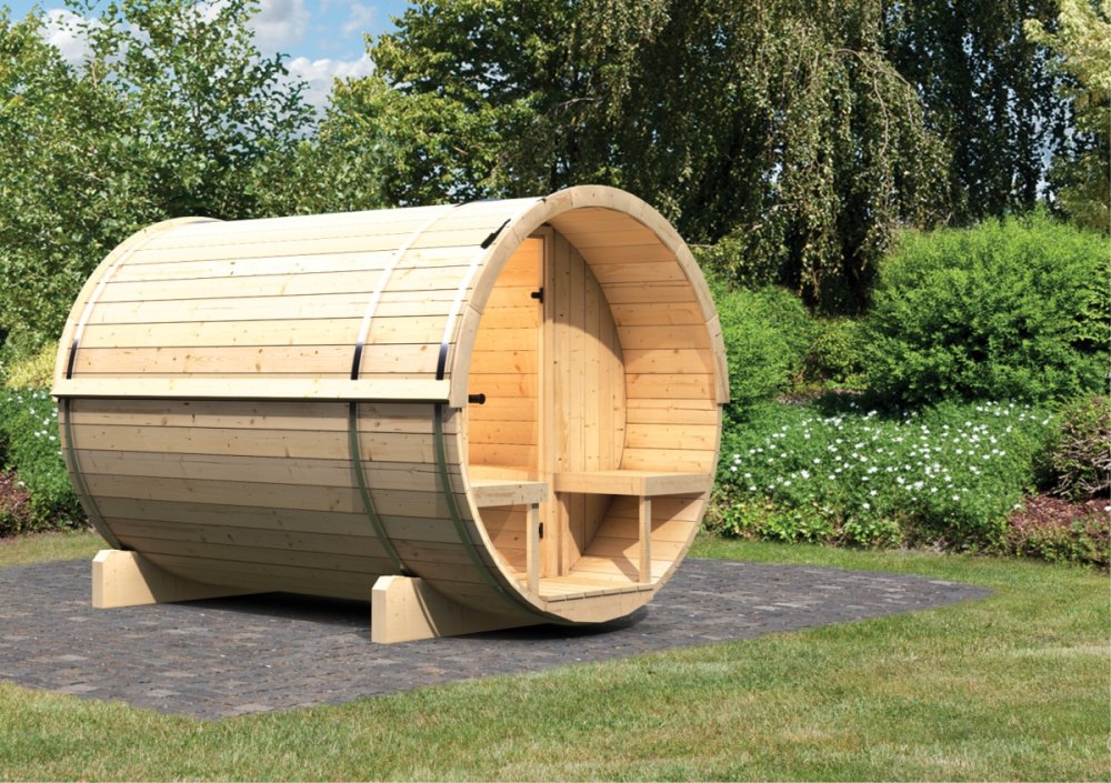 E-shop Venkovní finská sudová sauna 216 x 280 cm ,Venkovní finská sudová sauna 216 x 280 cm