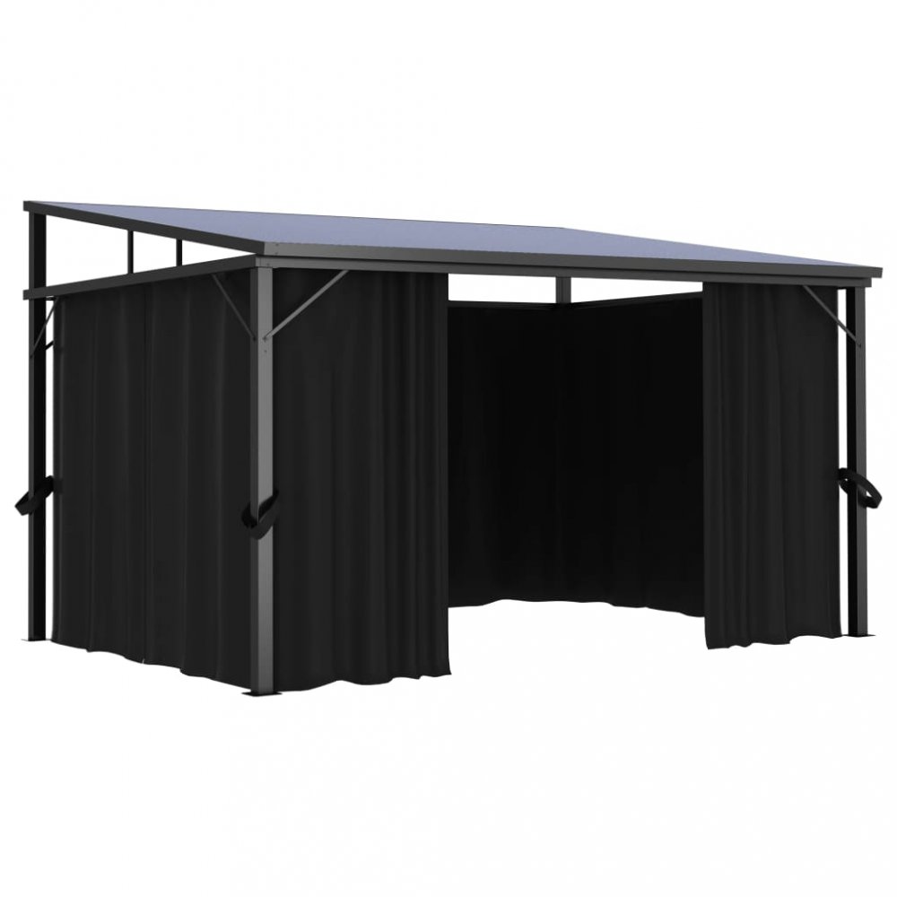 Záhradný altánok so závesmi 4 x 3 m antracit Dekorhome