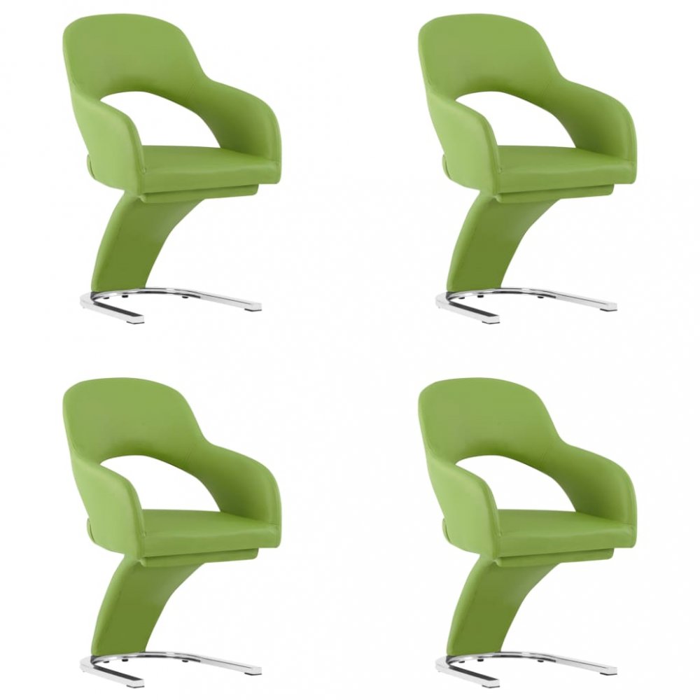 Jídelní židle 4 ks umělá kůže / chrom Dekorhome Zelená
