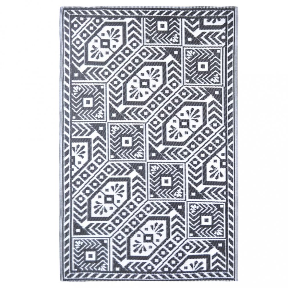 E-shop Vonkajší koberec 182 x 122 cm Dekorhome Čierna / biela