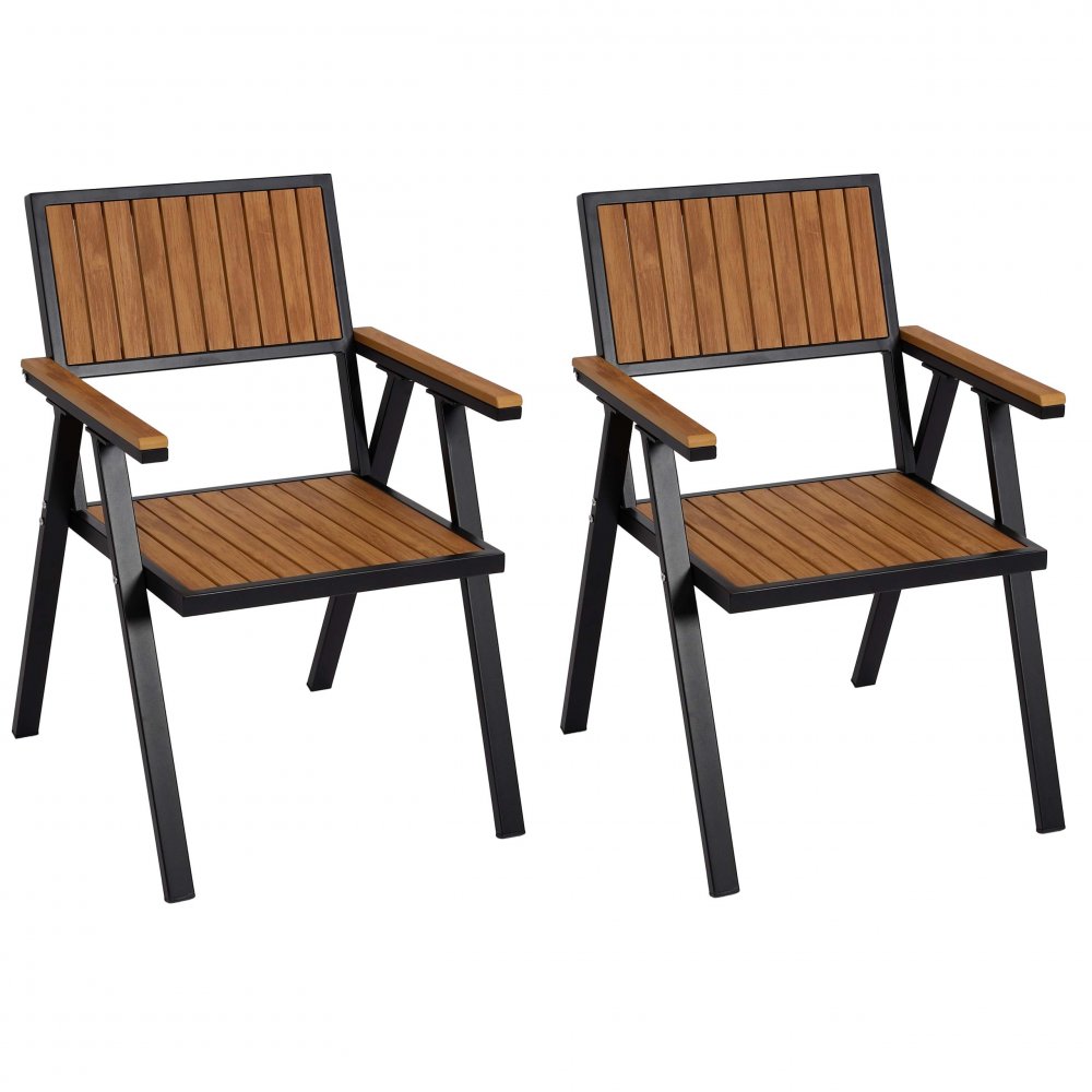 E-shop Záhradné stoličky 2 ks Čierna / svetlohnedá
