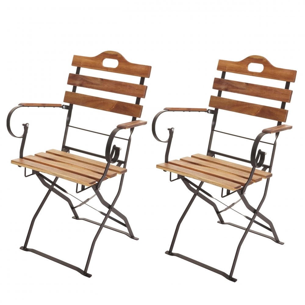 Skládací zahradní židle 2 ks Dekorhome Přírodní dřevo,Skládací zahradní židle 2 ks Dekorhome Přírodn