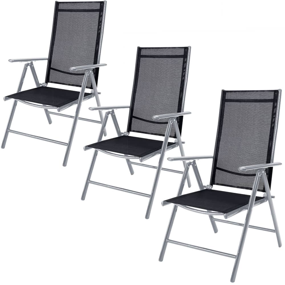 E-shop Skládací zahradní židle 3 ks  Stříbrná,Skládací zahradní židle 3 ks  Stříbrná