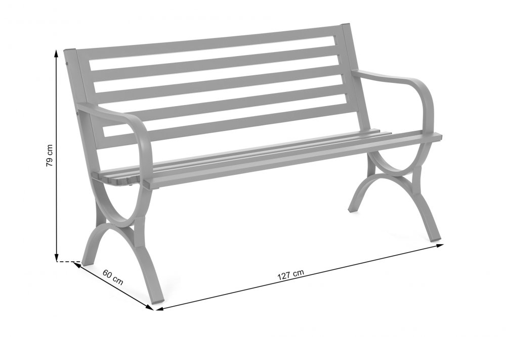 Záhradná kovová lavička GH746318 sivá