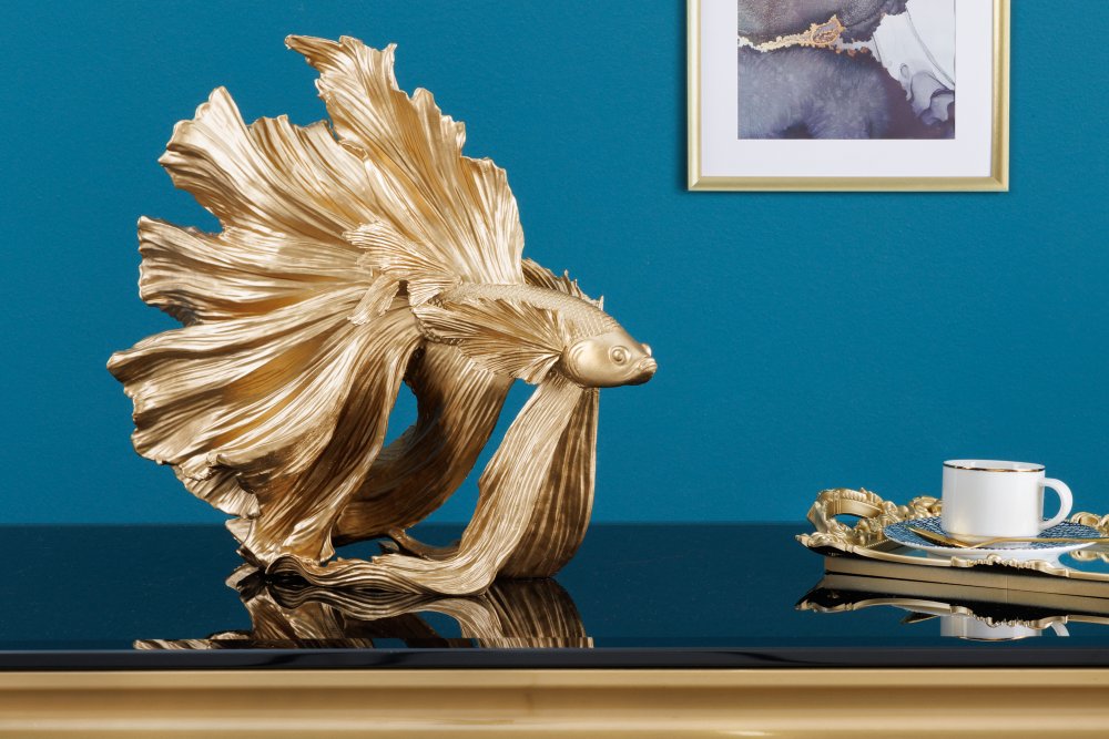 Dekorační socha rybka TEJE 35 cm Dekorhome Zlatá,Dekorační socha rybka TEJE 35 cm Dekorhome Zlatá