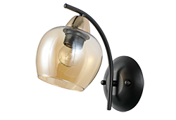 MERRA čierna nástenná lampa 1x40W E27 jantárové tienidlo