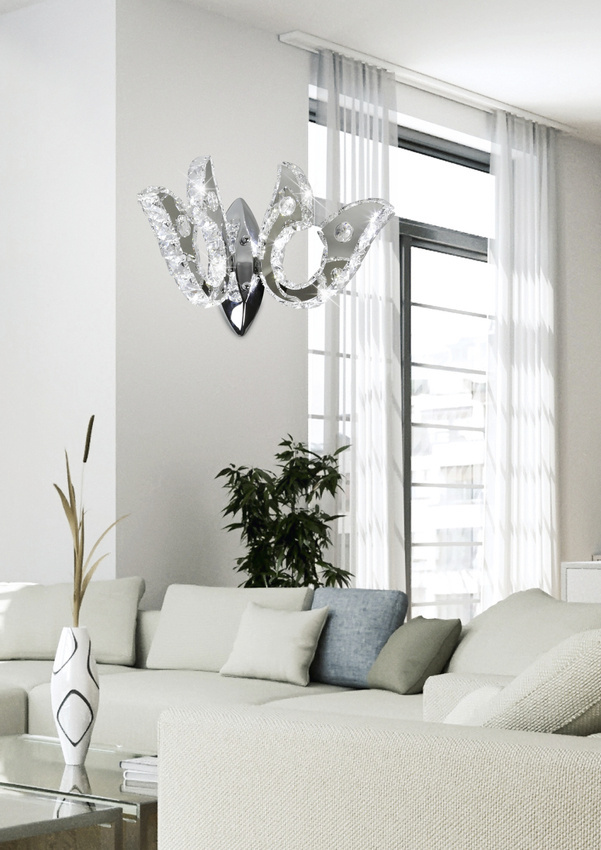 Chrómová dvojitá LED nástenná lampa s kryštálmi 10W Venezia