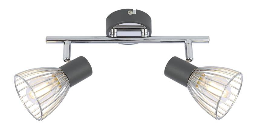 Nástenná lampa Modo, pásik e14, čierna+chróm