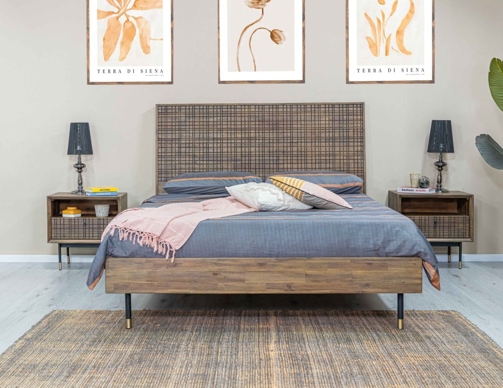 Posteľ Maze MAZK01 180 cm + 2 nočné stolíky MAZB02