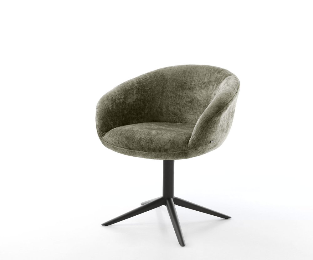 Vinka-Flex jedálenská stolička s podrúčkami šenilový olivový podstavec