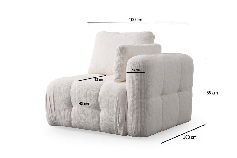 Rohová sedací souprava Amaris 3 Seater With Pouffe - White (obrázek 5)