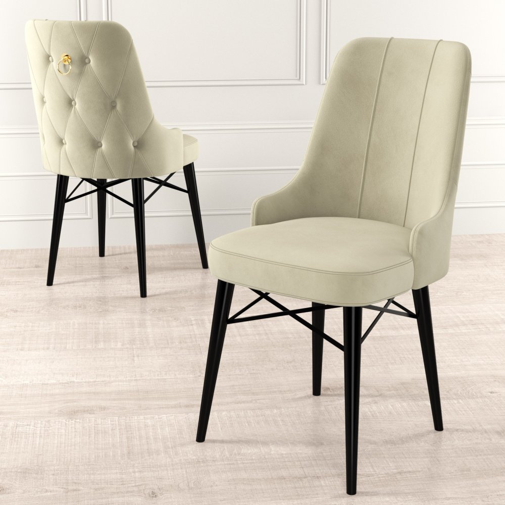 Súprava stoličiek (6 kusov) Pare - Cream, Black