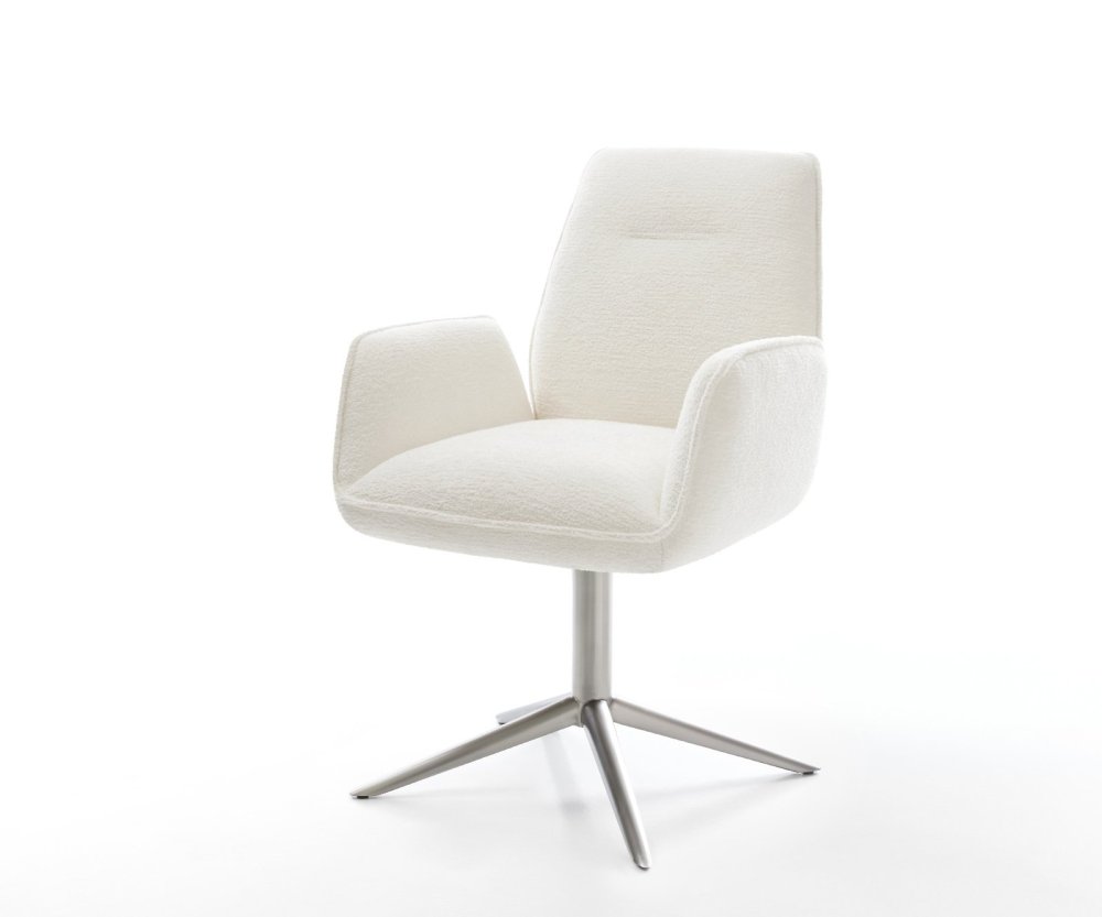 Jedálenská stolička Zoa-Flex bouclé mäkký béžová podstava nerezová