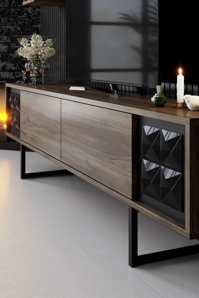Living Room Furniture Set Black Line Set - Walnut, Black (obrázek 10)
