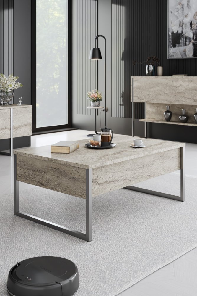 Living Room Furniture Set Luxe Set - Travertine, Silver (obrázek 6)
