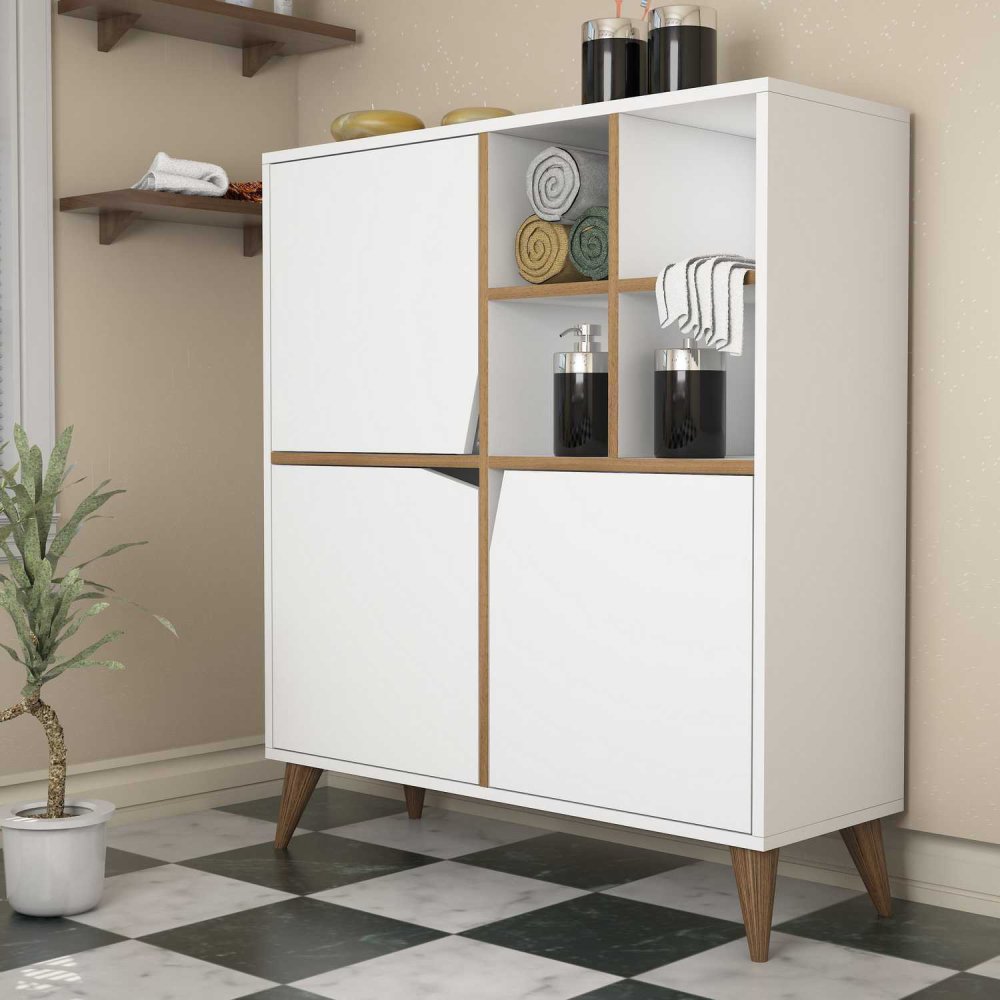 Viacúčelová skrinka Pulse - White, Walnut