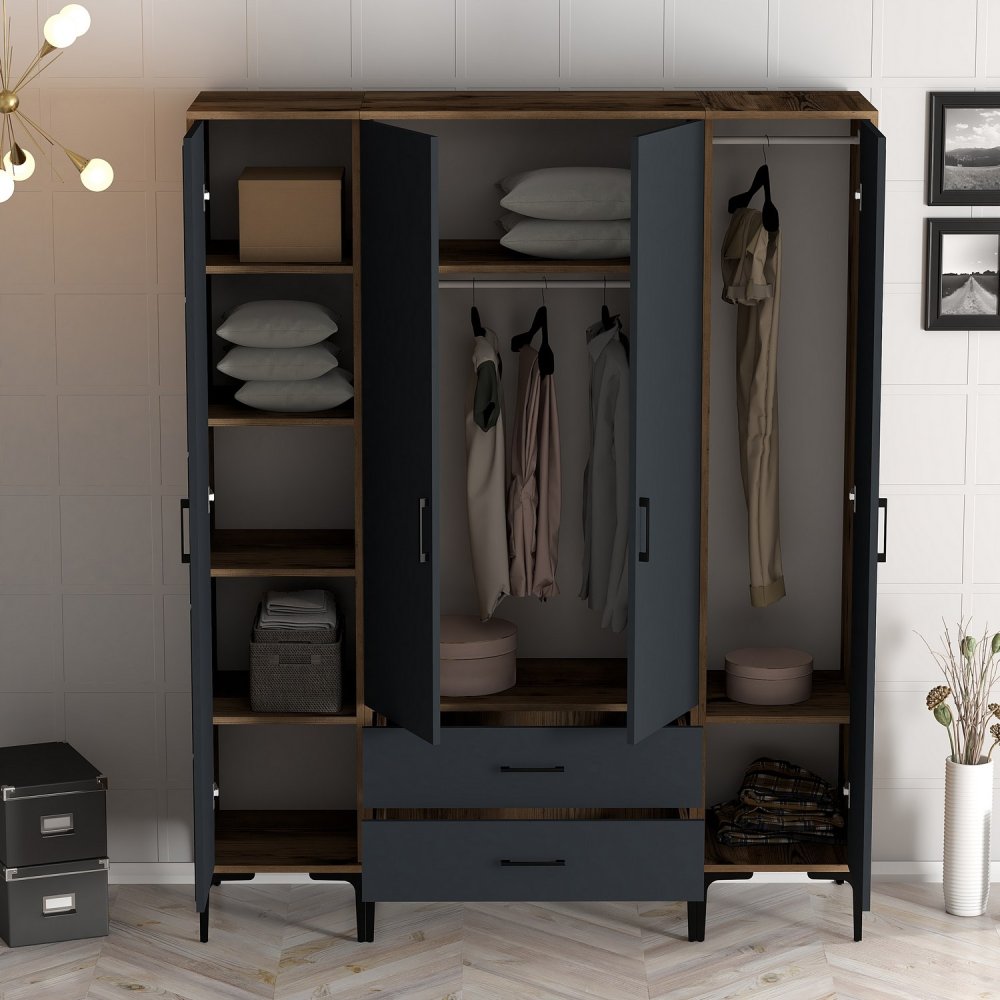 Šatní skříň Kumsal PTP - Walnut, Anthracite (obrázek 5)