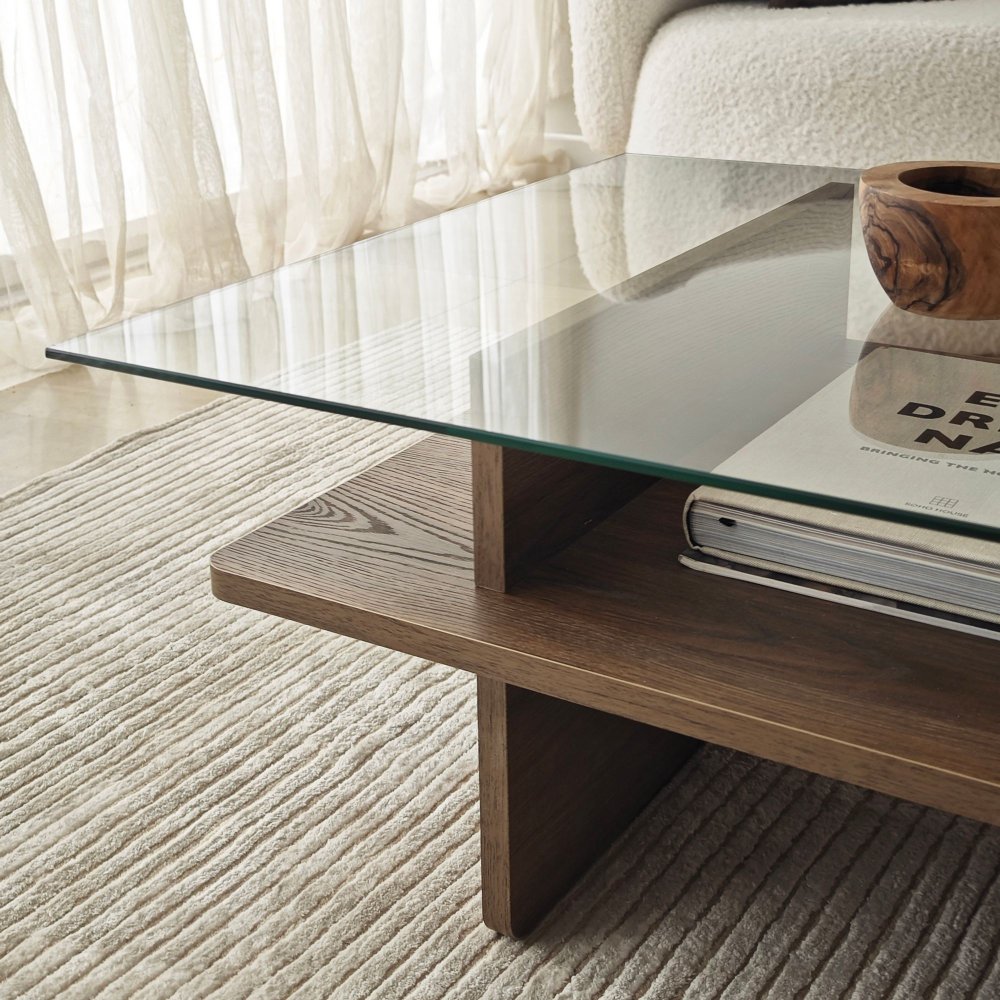 Konferenční stolek Saga Rectangle - Walnut, Transparent (obrázek 4)
