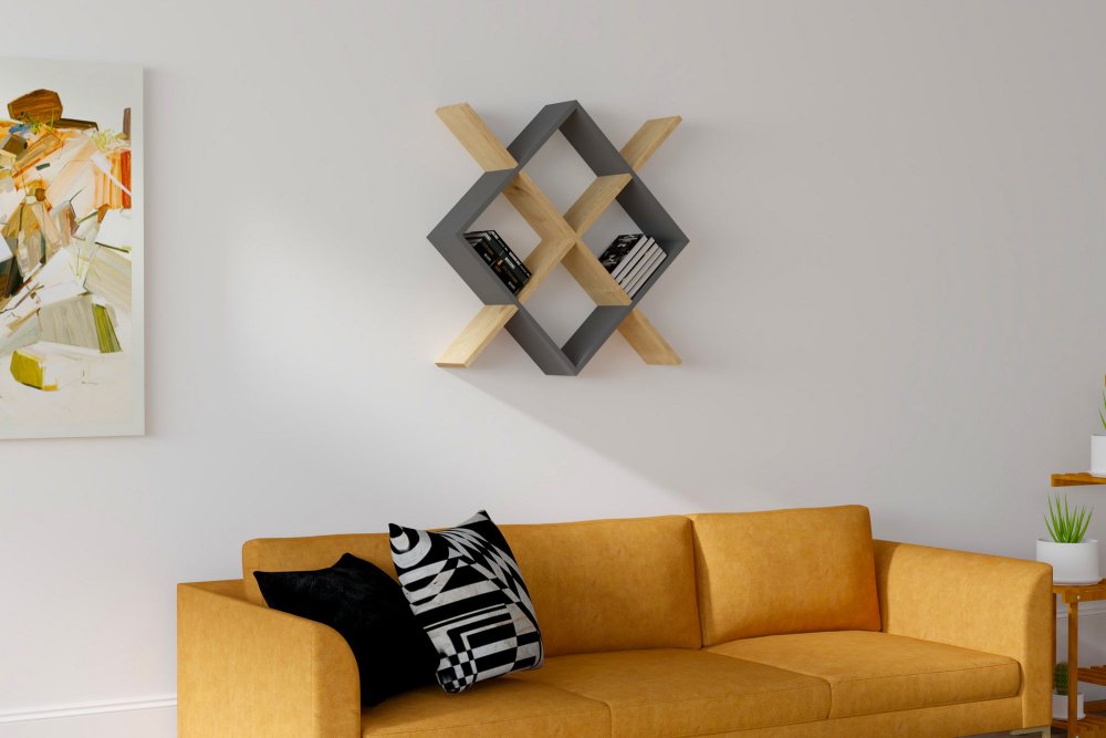 Nástenná polica Semo - Sapphire, Anthracite