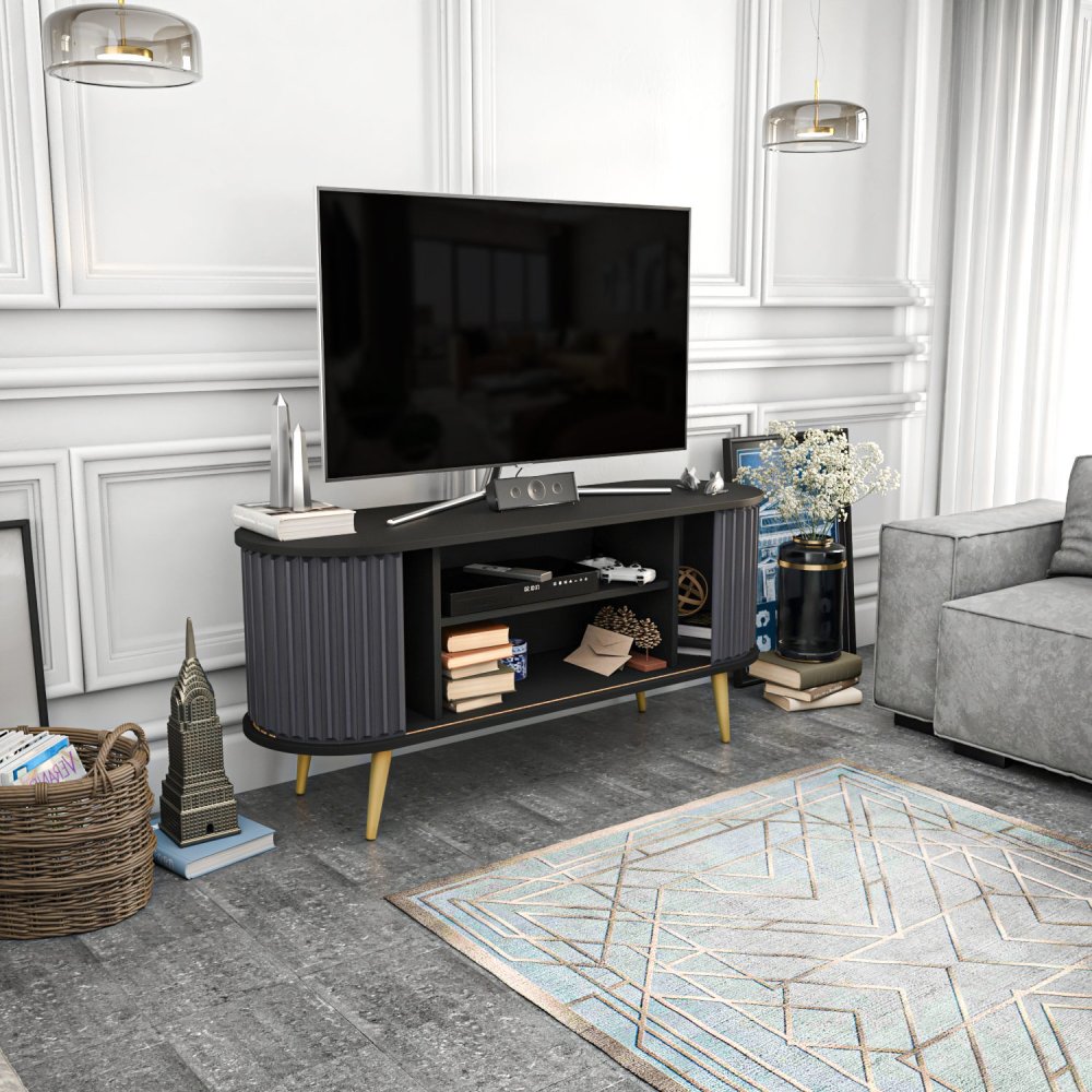 TV stolek Stor - Black, Anthracite (obrázek 9)