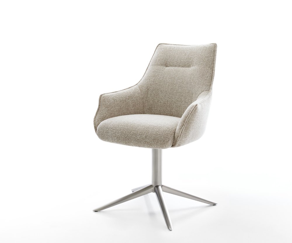 Jedálenská stolička Alja-Flex s opierkami tkanina mäkká béžová kovová