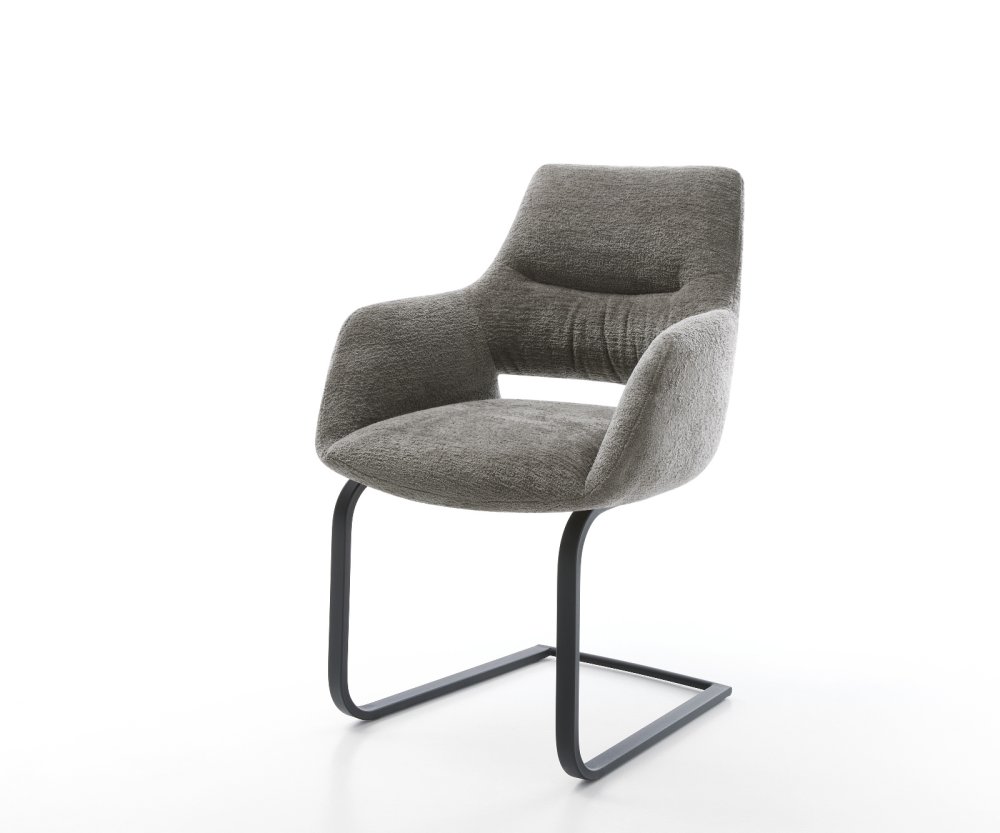 Jedálenská stolička Yago-Flex s opierkami bouclé mäkký tmavobéžová