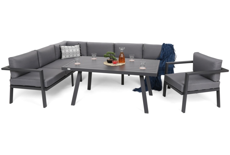 Záhradná sedacia súprava 4 ks kov / látka