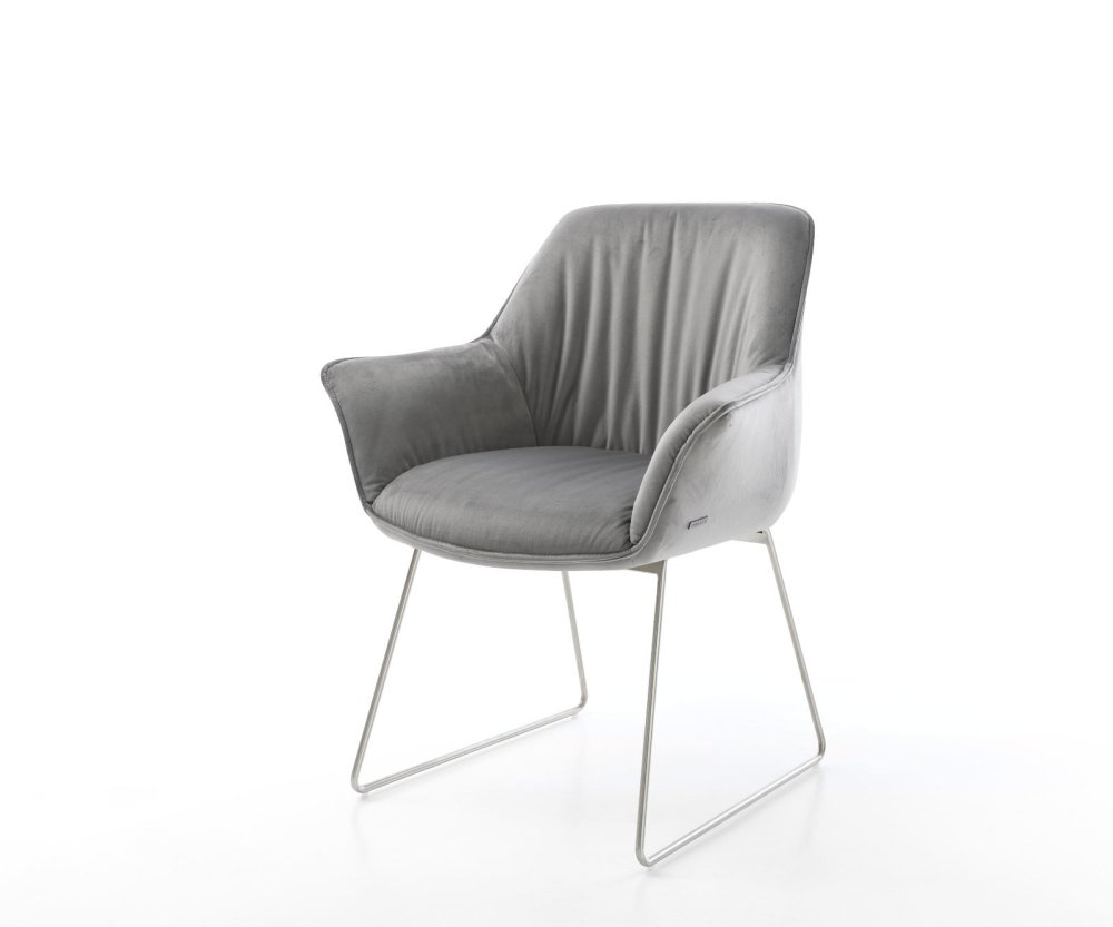 Jedálenská stolička Keila-Flex s opierkami zamat sivá tenká podstava