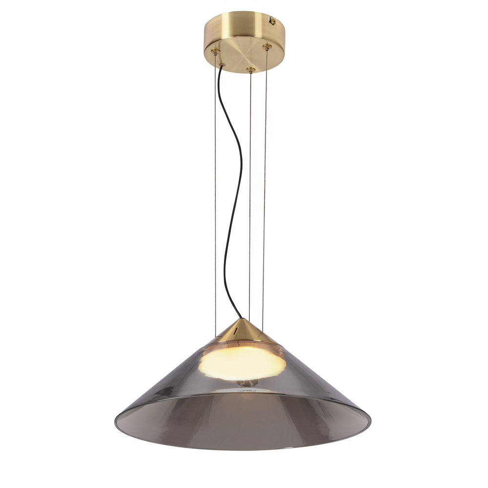 Lampa wisząca Presto 34 szklana złota z kloszem dymionym nad stół GX53