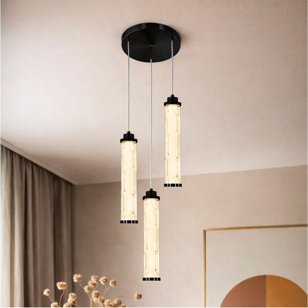 Levně CORTE lampa wisząca talerz czarny matowy 25W LED 3000K klosz bezbarwny