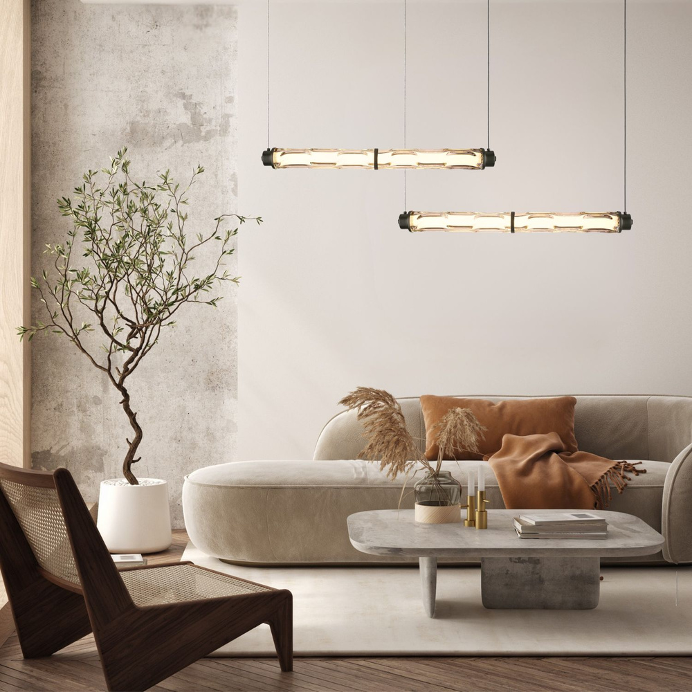 CORTE lampa wisząca pozioma czarny matowy 18W LED 3000K klosz bezbarwny