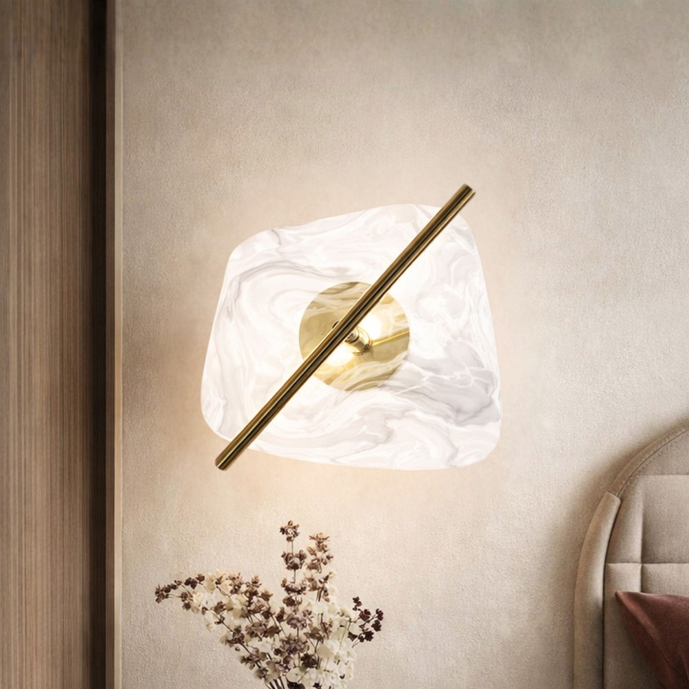Levně RELAX lampa kinkiet mosiężny 5W LED 3000K klosz biały