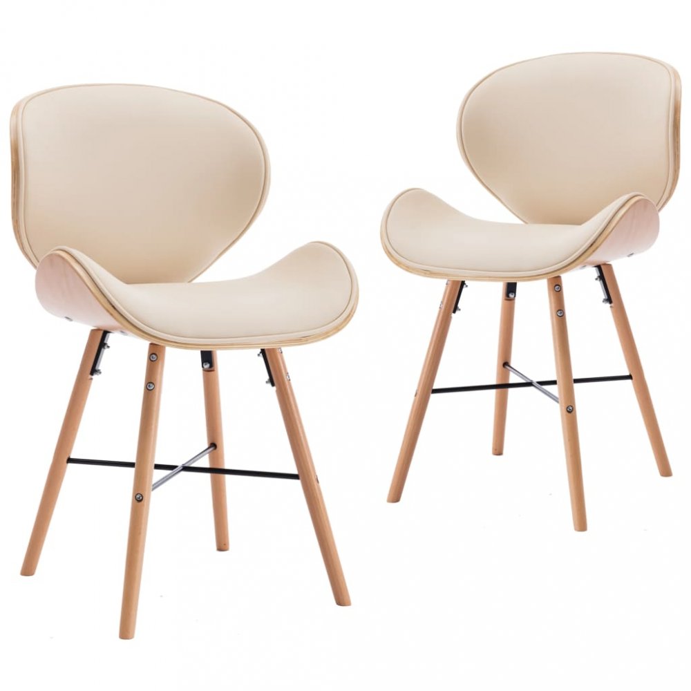 E-shop Jedálenská stolička 2 ks ohýbané drevo Dekorhome Krémová