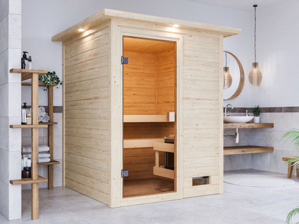 E-shop Interiérová finská sauna 145 x 145 cm Dekorhome